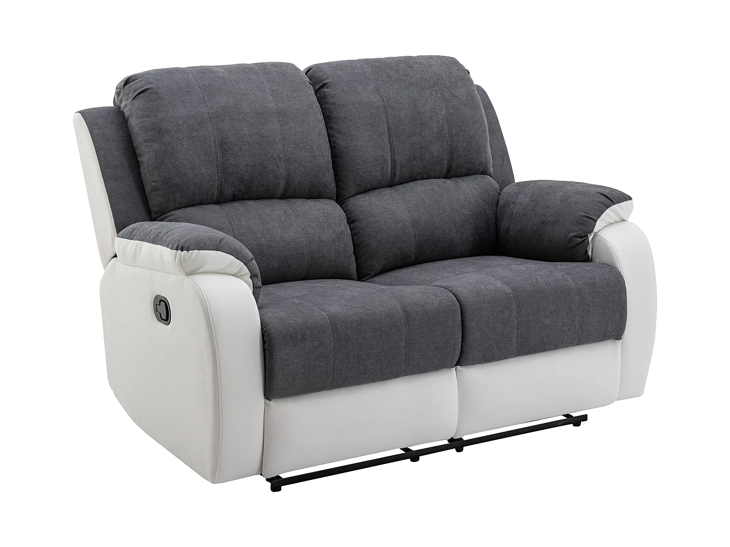 Canapés 3 places 2 places et un fauteuil relax en microfibre et simili gris et blanc BRODY