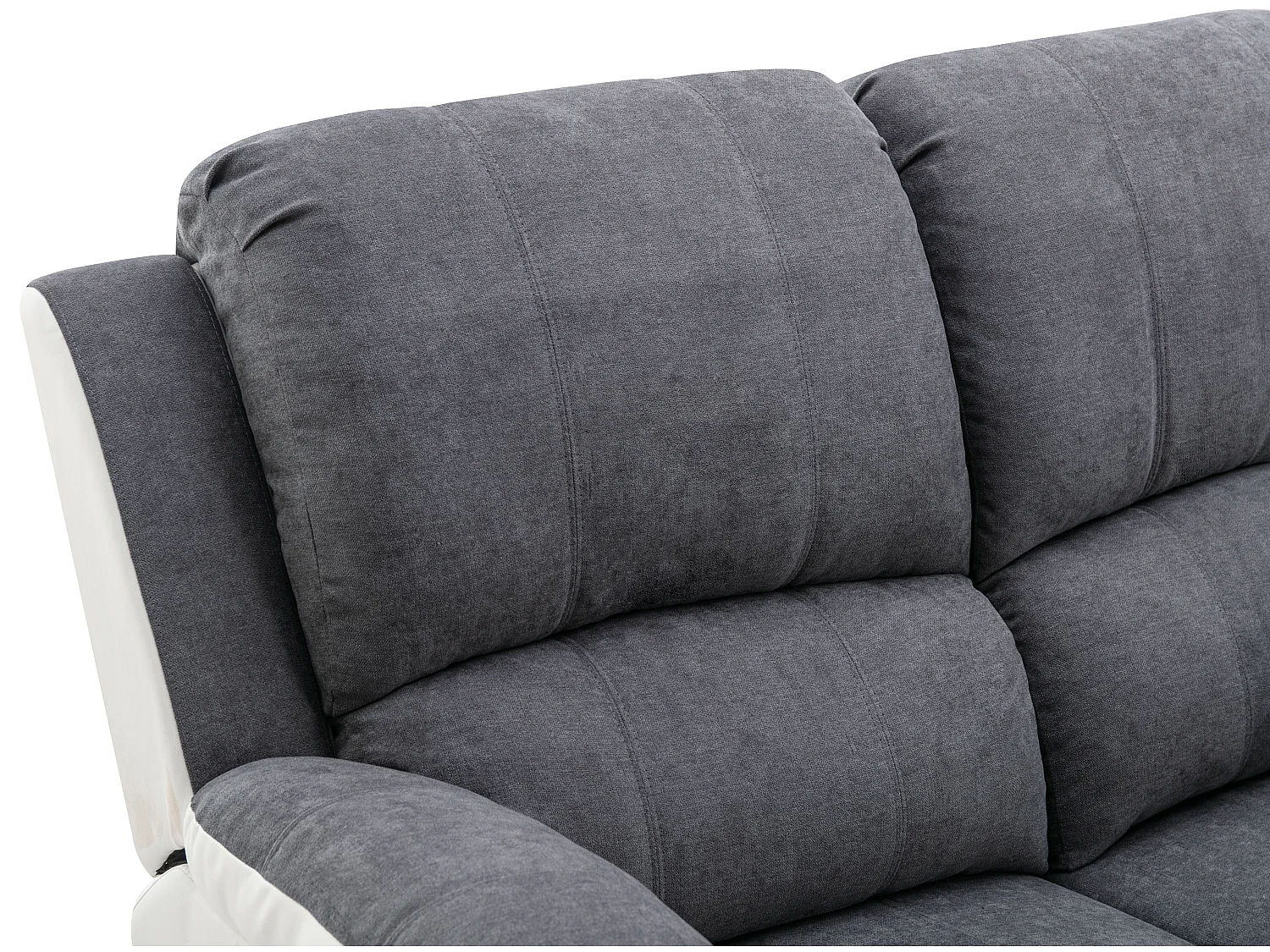 Canapés 3 places 2 places et un fauteuil relax en microfibre et simili gris et blanc BRODY