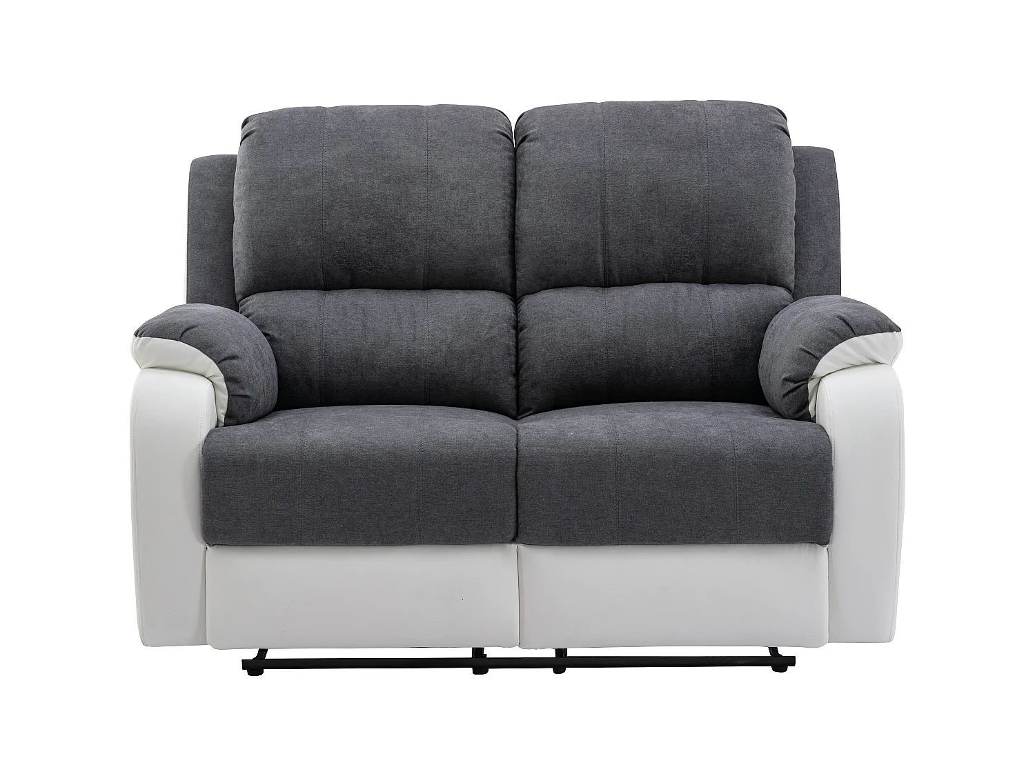 Canapés 3 places 2 places et un fauteuil relax en microfibre et simili gris et blanc BRODY