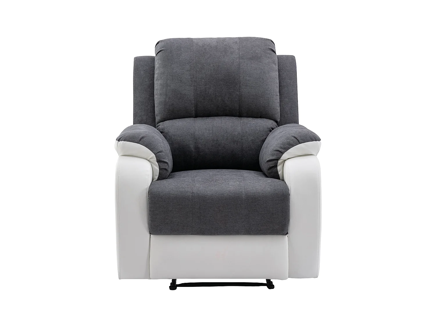 Canapés 3 places 2 places et un fauteuil relax en microfibre et simili gris et blanc BRODY