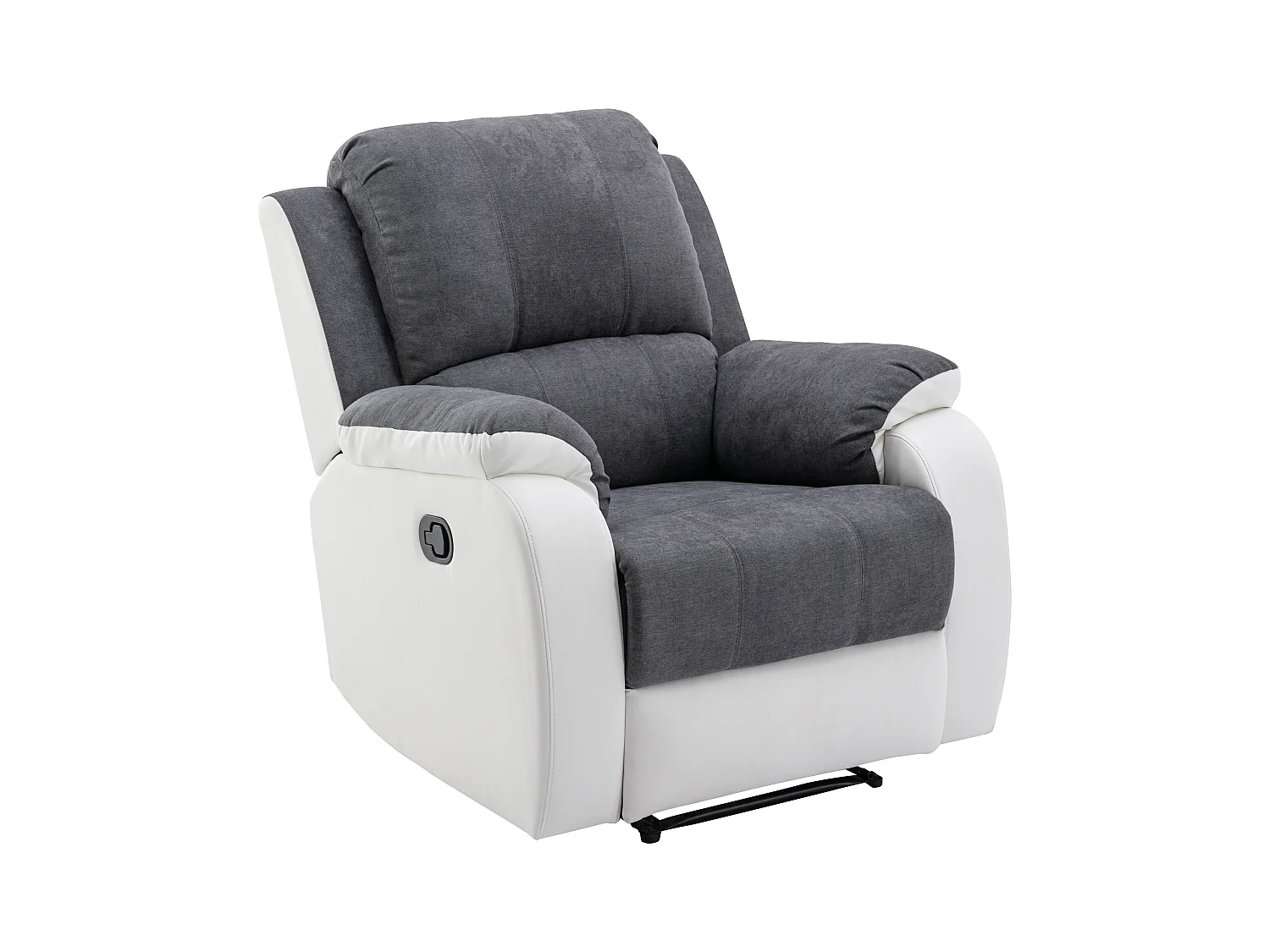 Canapés 3 places 2 places et un fauteuil relax en microfibre et simili gris et blanc BRODY