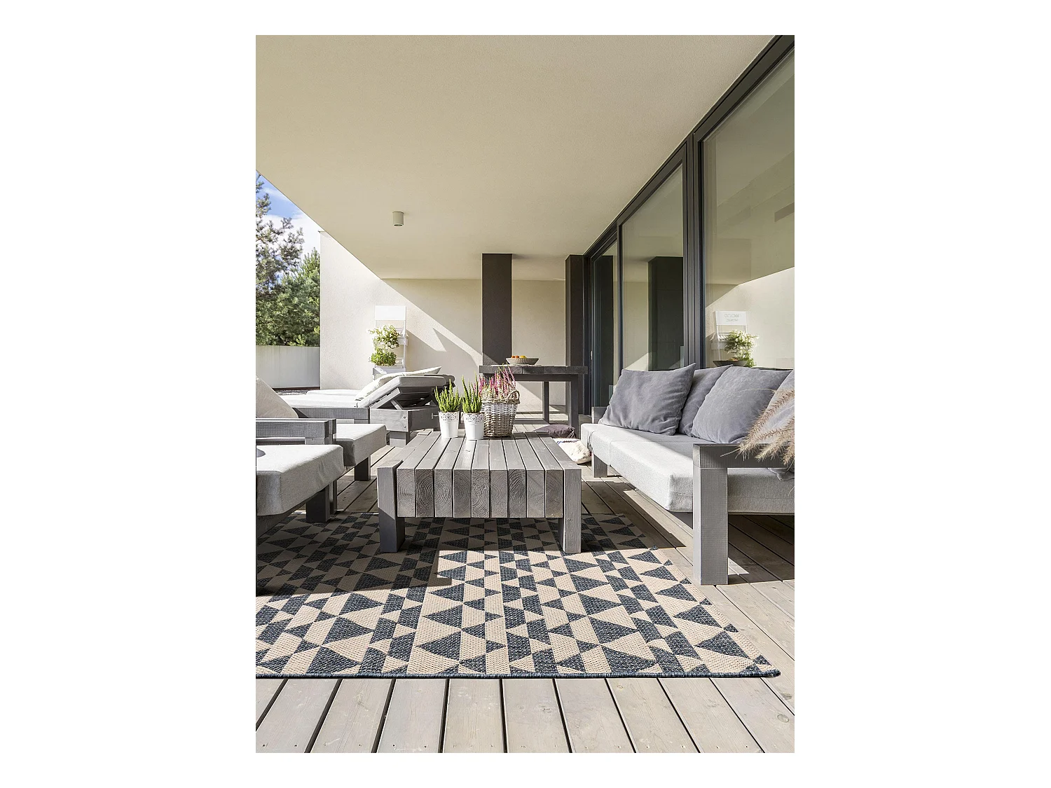 Tapis d'extérieur & intérieur River Beige/Bleu 200x285 cm