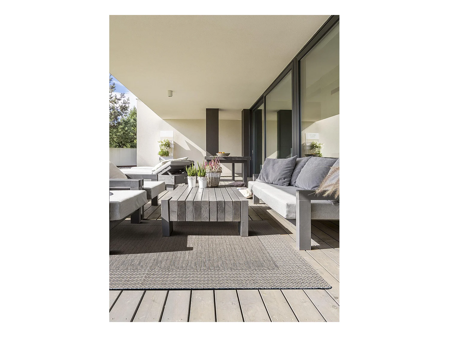 Tapis d'extérieur & intérieur River Beige/Bleu 200x285 cm