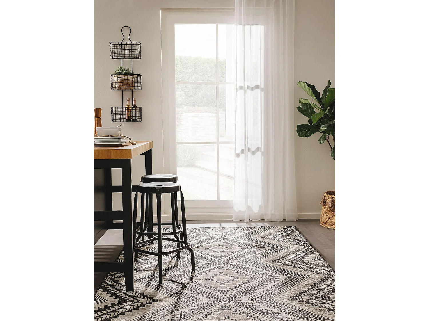 Tapis d'extérieur & intérieur Cleo Noir 240x340 cm