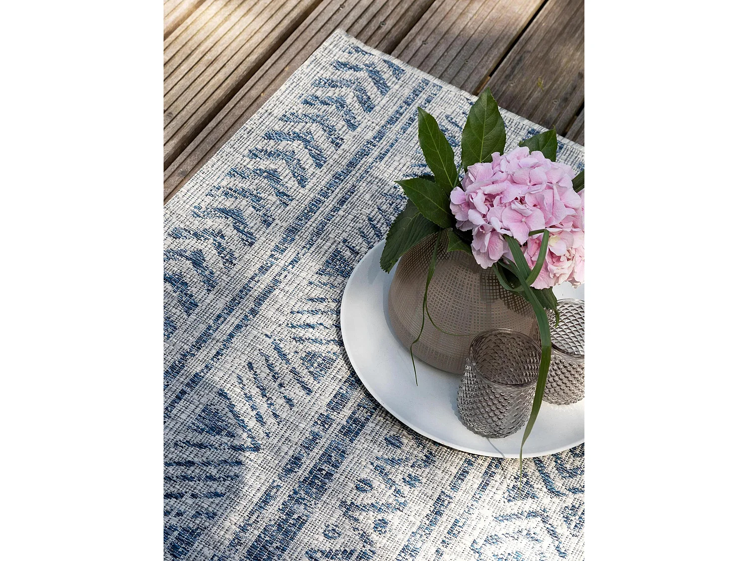 Tapis d'extérieur & intérieur Cleo Bleu 80x150 cm