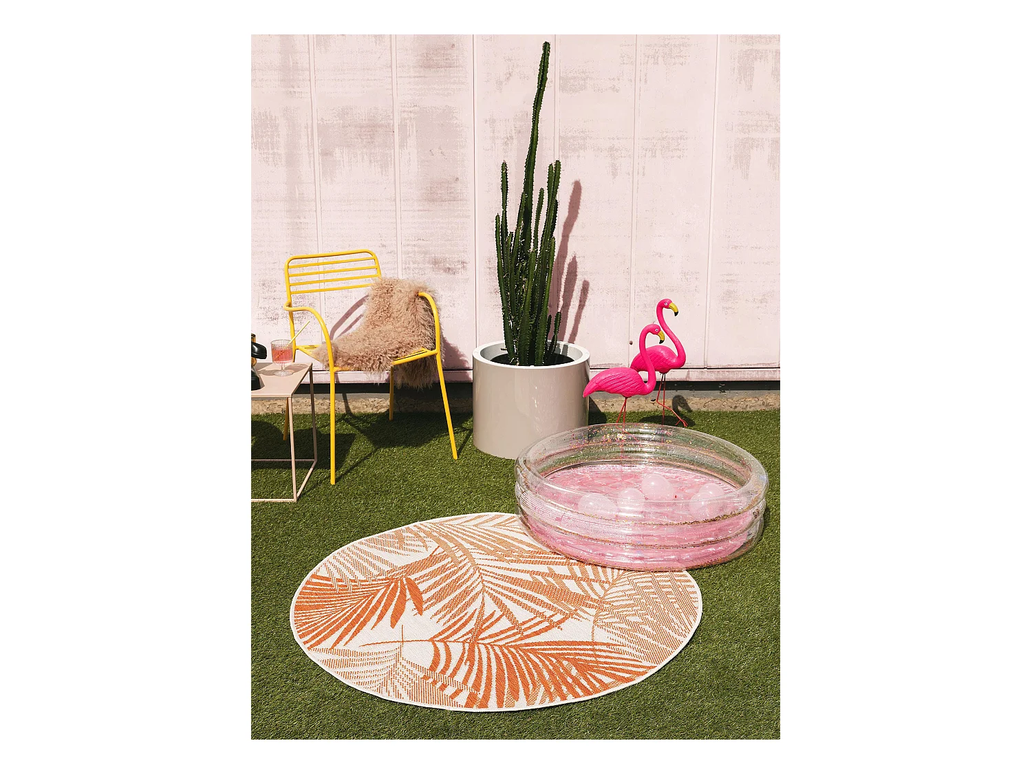 Tapis d'extérieur & intérieur rond Cleo Orange ø 150 cm rond