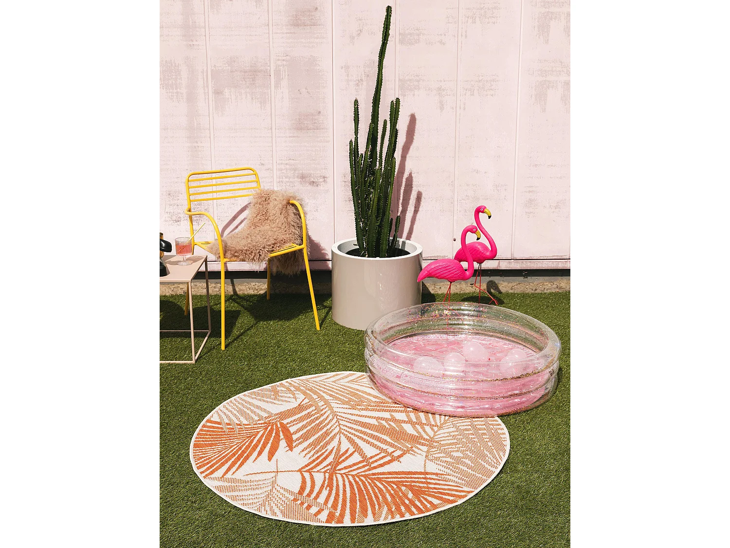 Tapis d'extérieur & intérieur rond Cleo Orange ø 150 cm rond