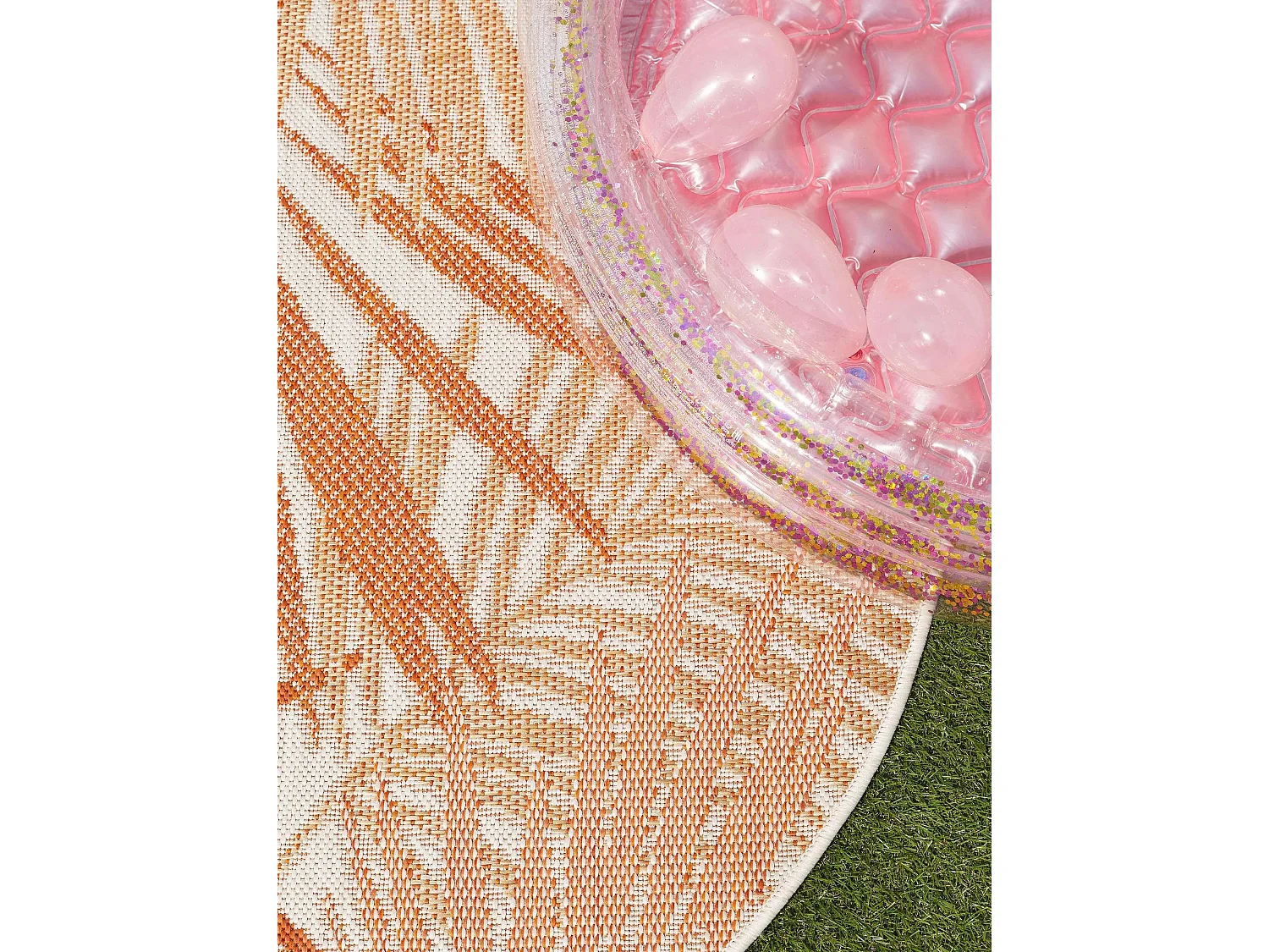 Tapis d'extérieur & intérieur rond Cleo Orange ø 150 cm rond