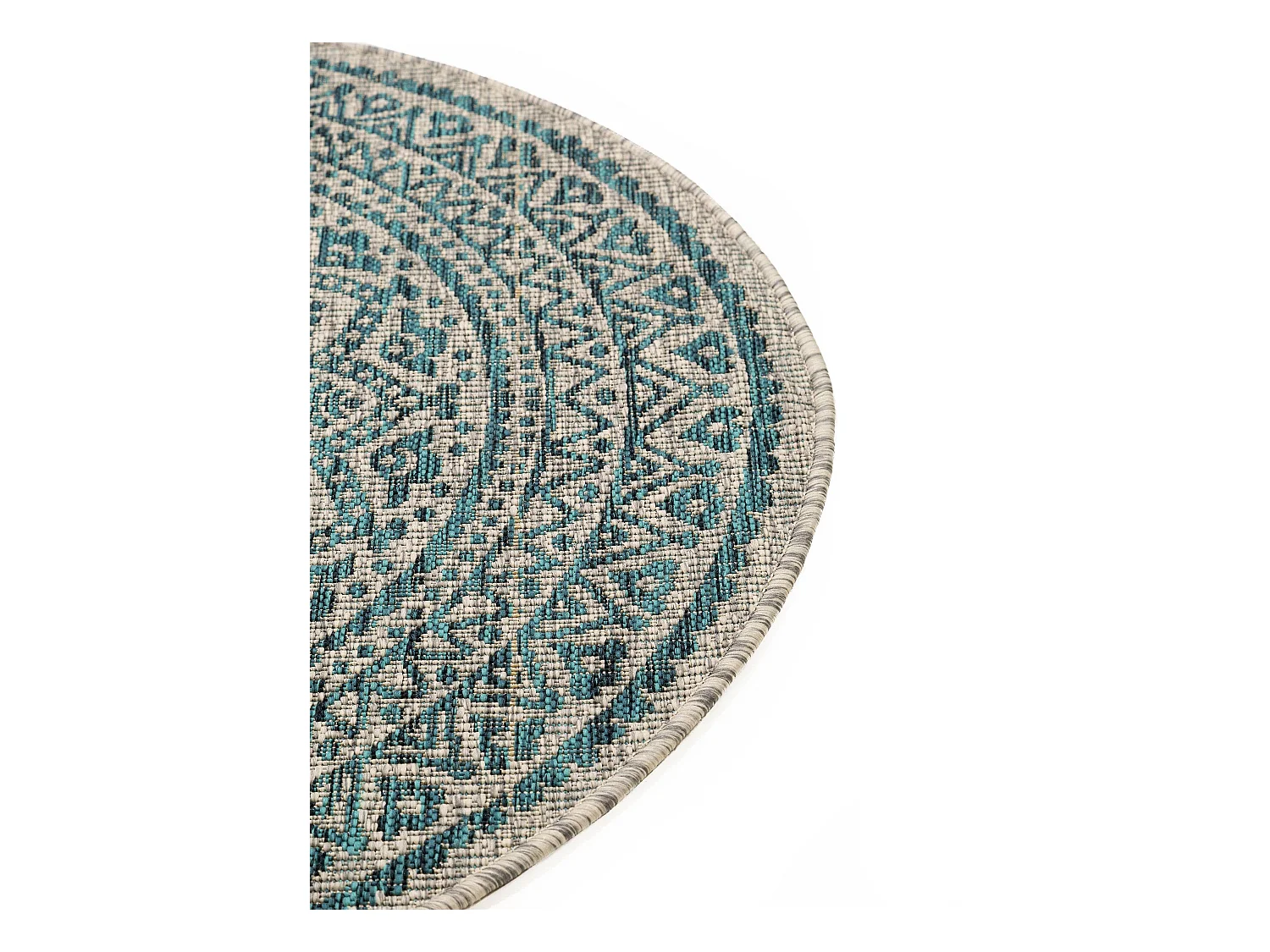 Tapis d'extérieur & intérieur rond Cleo Beige/Bleu ø 150 cm rond