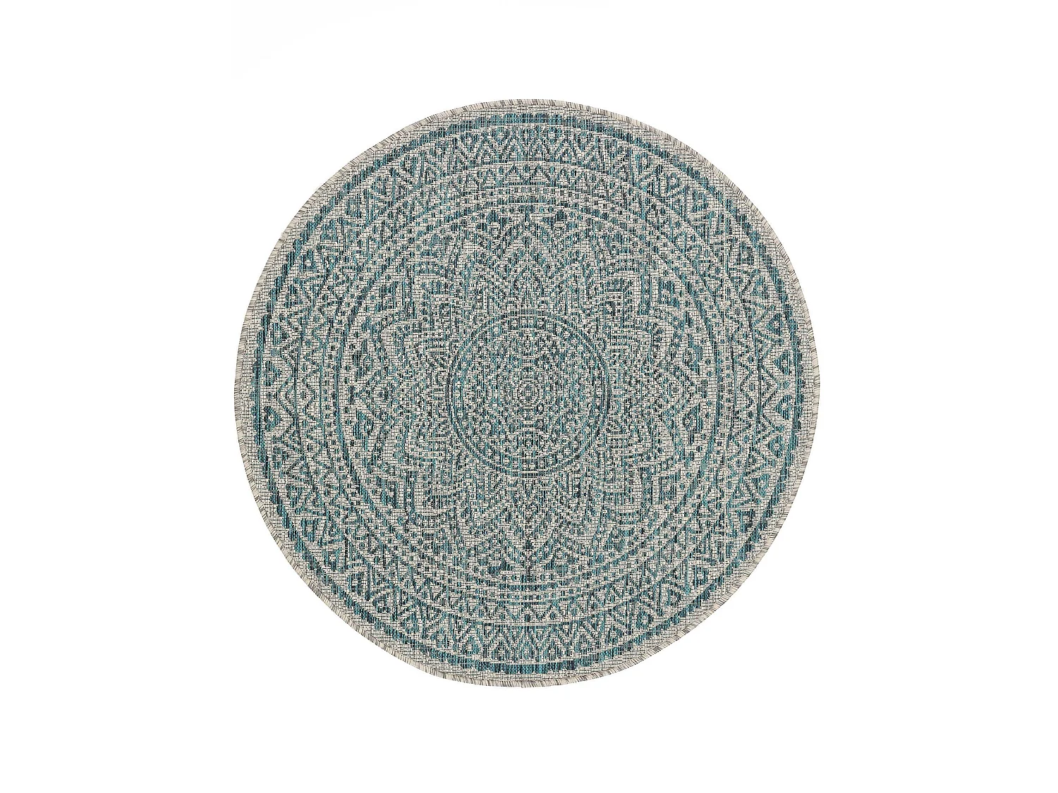 Tapis d'extérieur & intérieur rond Cleo Beige/Bleu ø 150 cm rond