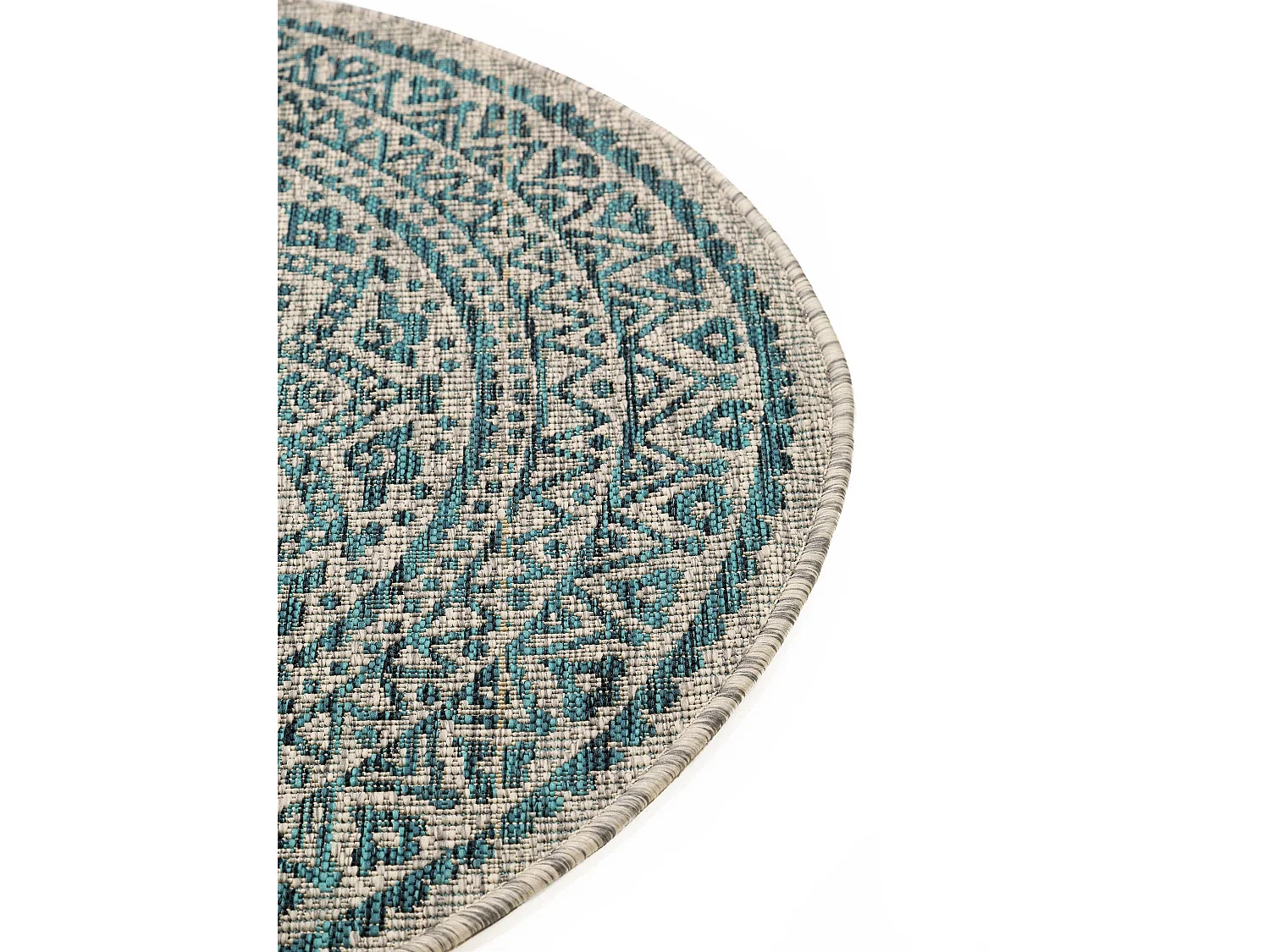 Tapis d'extérieur & intérieur rond Cleo Beige/Bleu ø 150 cm rond