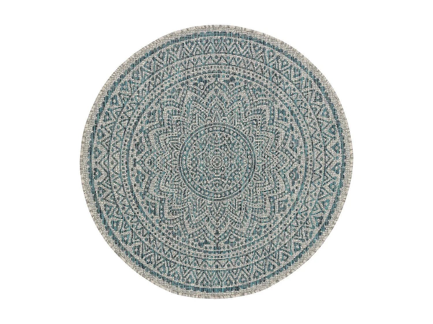 Tapis d'extérieur & intérieur rond Cleo Beige/Bleu ø 150 cm rond