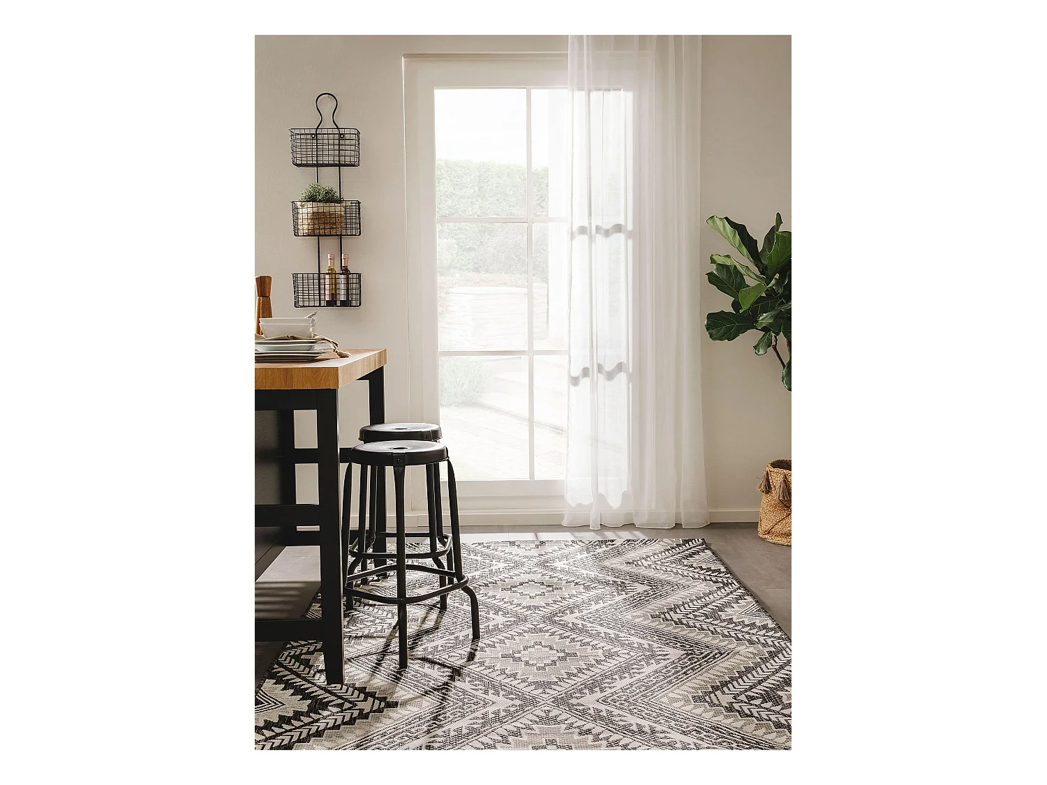 Tapis d'extérieur & intérieur Cleo Noir 120x170 cm