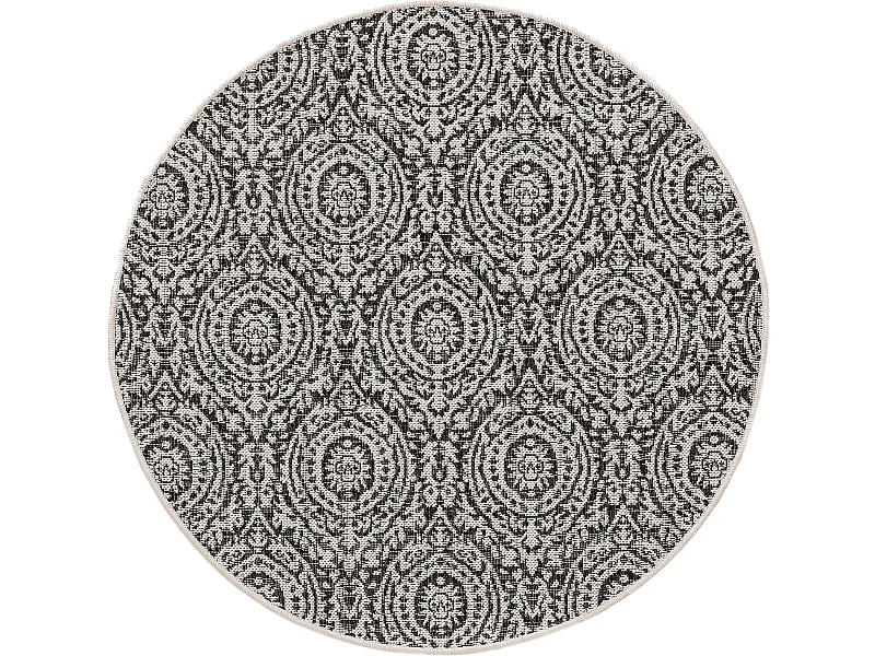 Tapis d'extérieur & intérieur rond Cleo Blanc & Noir ø 120 cm rond