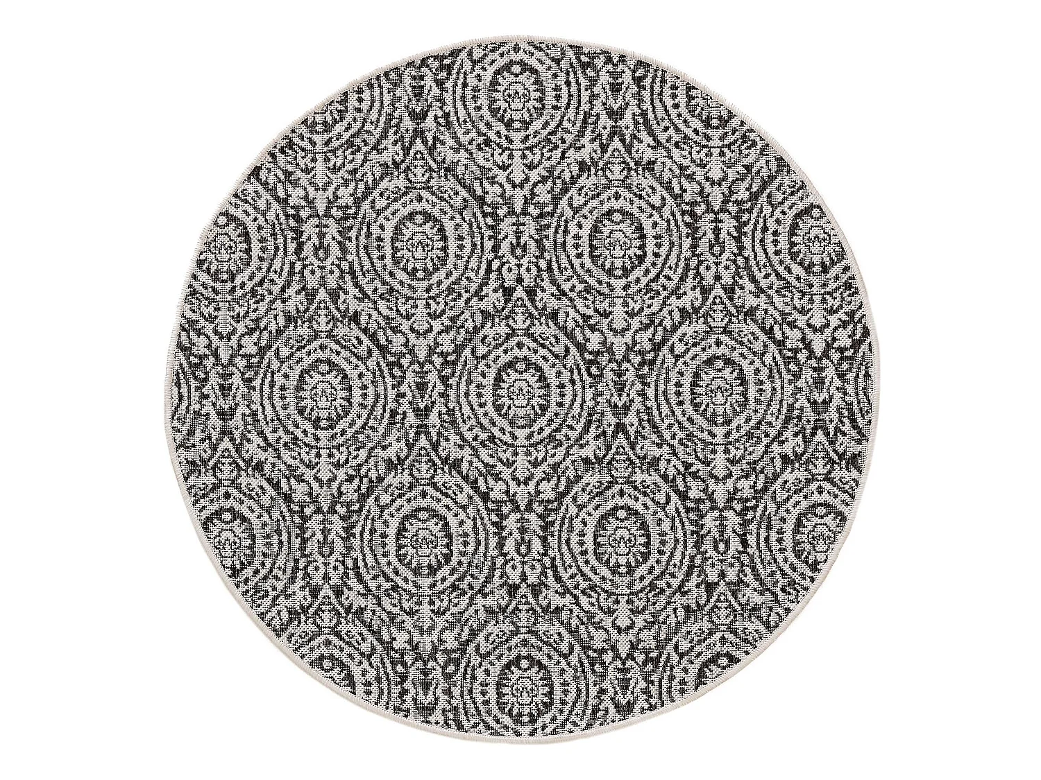Tapis d'extérieur & intérieur rond Cleo Blanc & Noir ø 120 cm rond