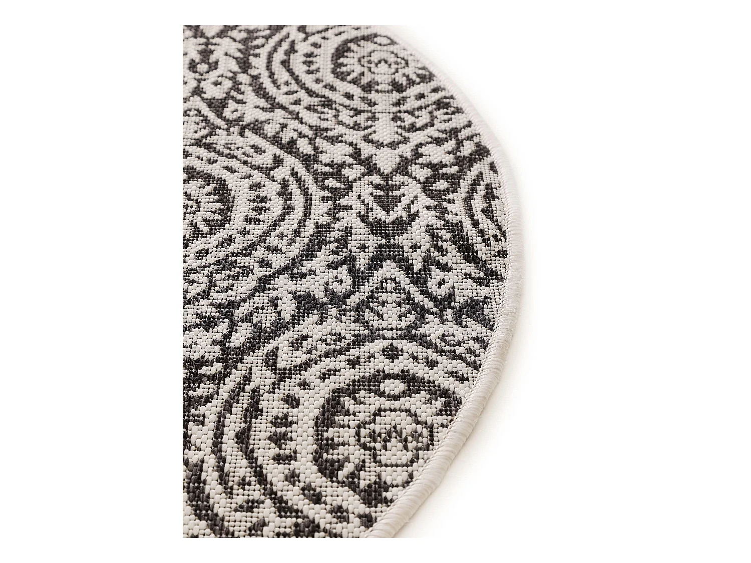 Tapis d'extérieur & intérieur rond Cleo Blanc & Noir ø 120 cm rond