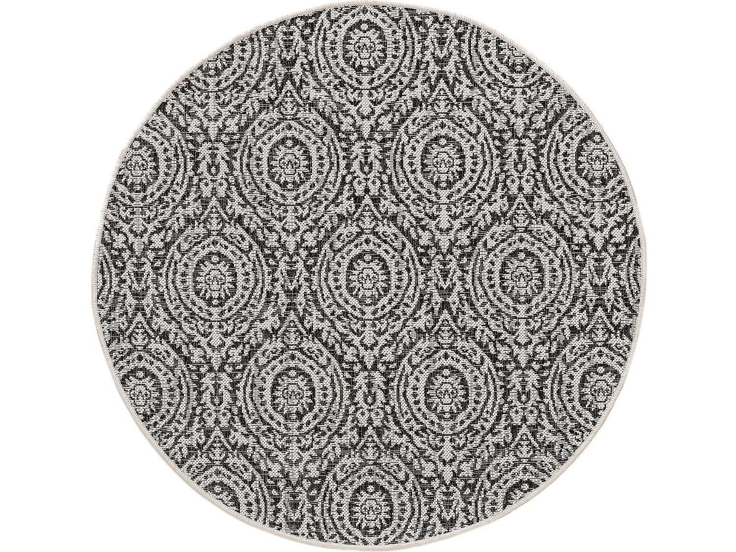Tapis d'extérieur & intérieur rond Cleo Blanc & Noir ø 120 cm rond