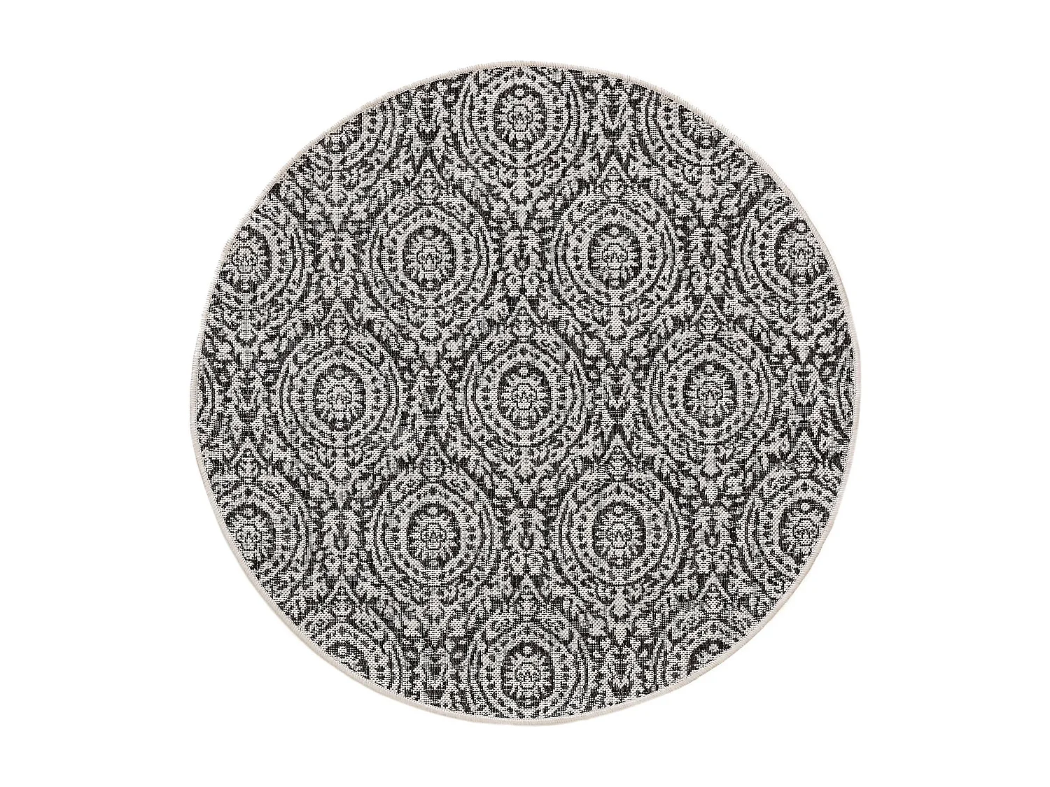 Tapis d'extérieur & intérieur rond Cleo Blanc & Noir ø 120 cm rond