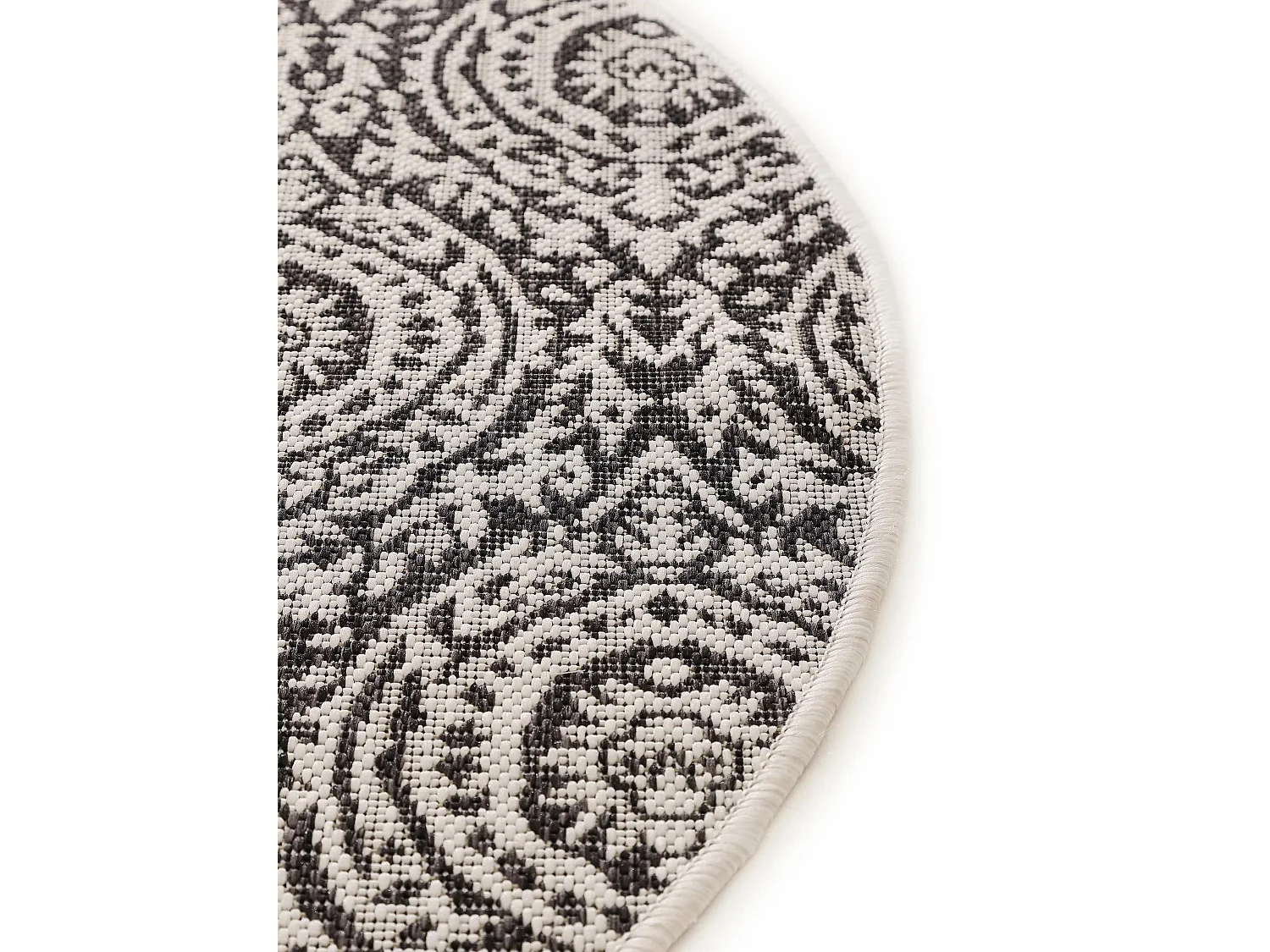 Tapis d'extérieur & intérieur rond Cleo Blanc & Noir ø 120 cm rond