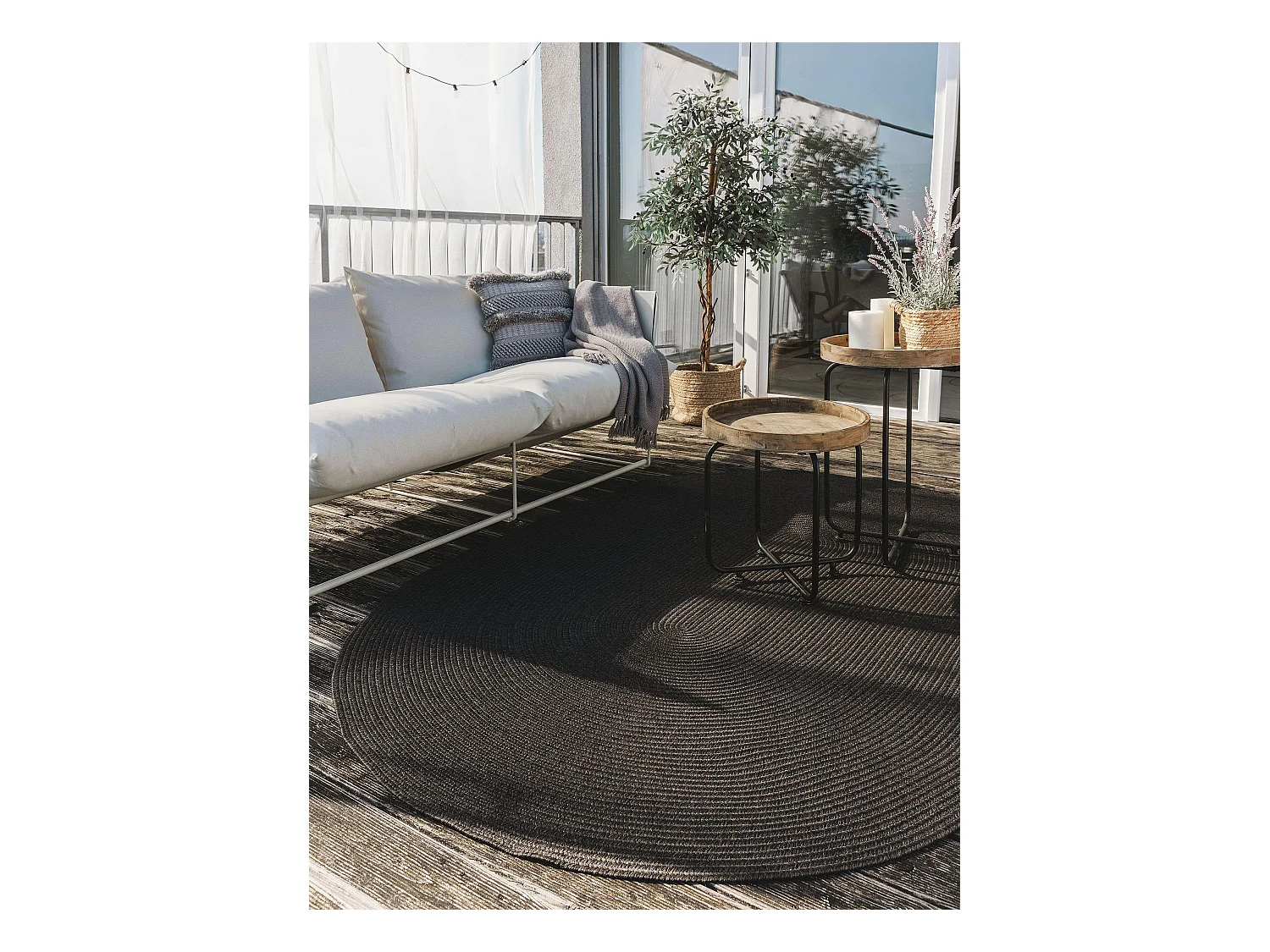 Tapis d'extérieur & intérieur Nandi Noir 120x170 cm