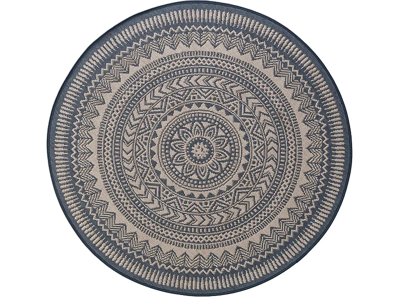 Tapis d'extérieur & intérieur Metro Bleu ø 120 cm rond