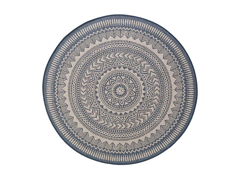 Tapis d'extérieur & intérieur Metro Bleu ø 120 cm rond
