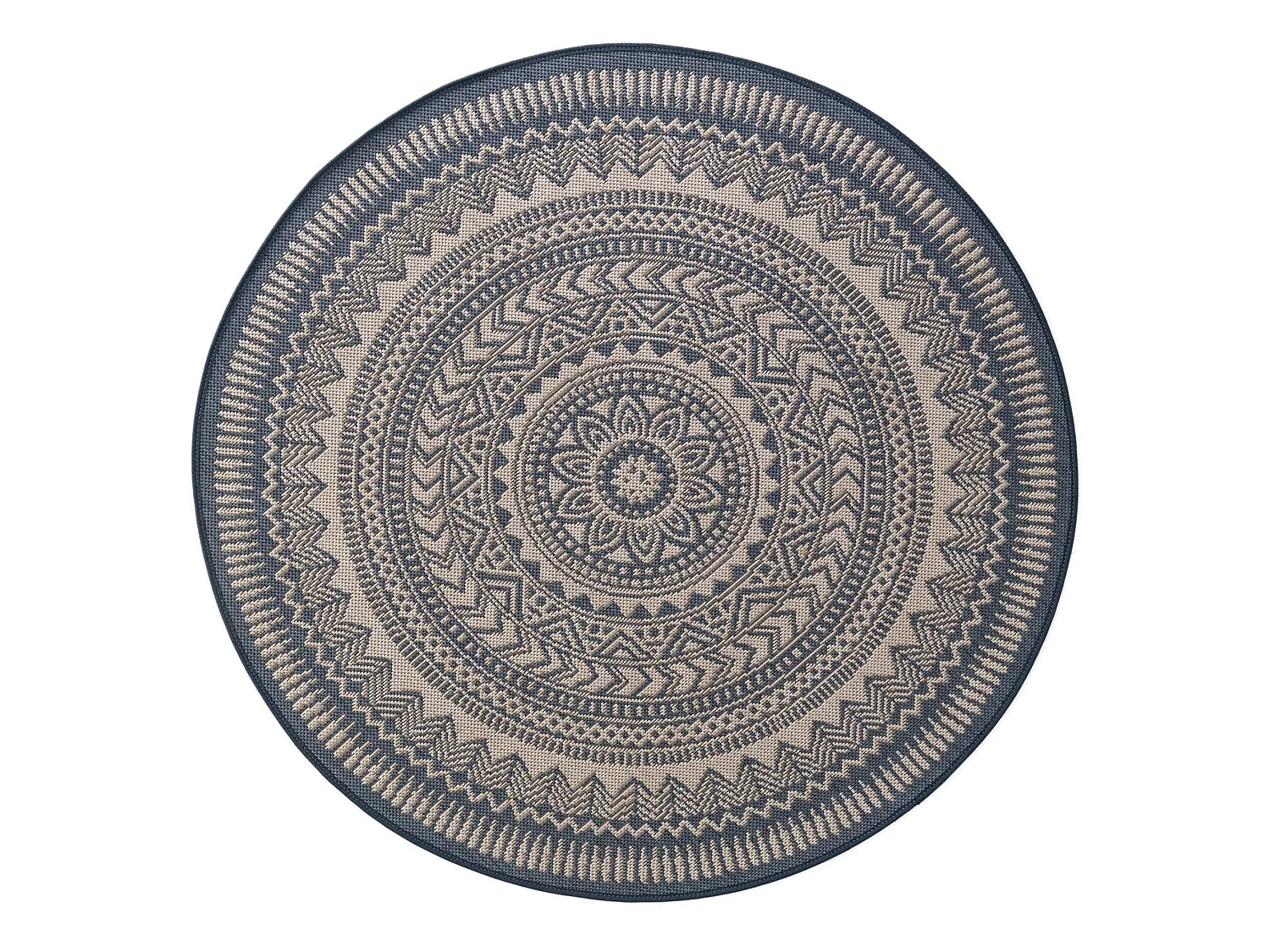 Tapis d'extérieur & intérieur Metro Bleu ø 120 cm rond