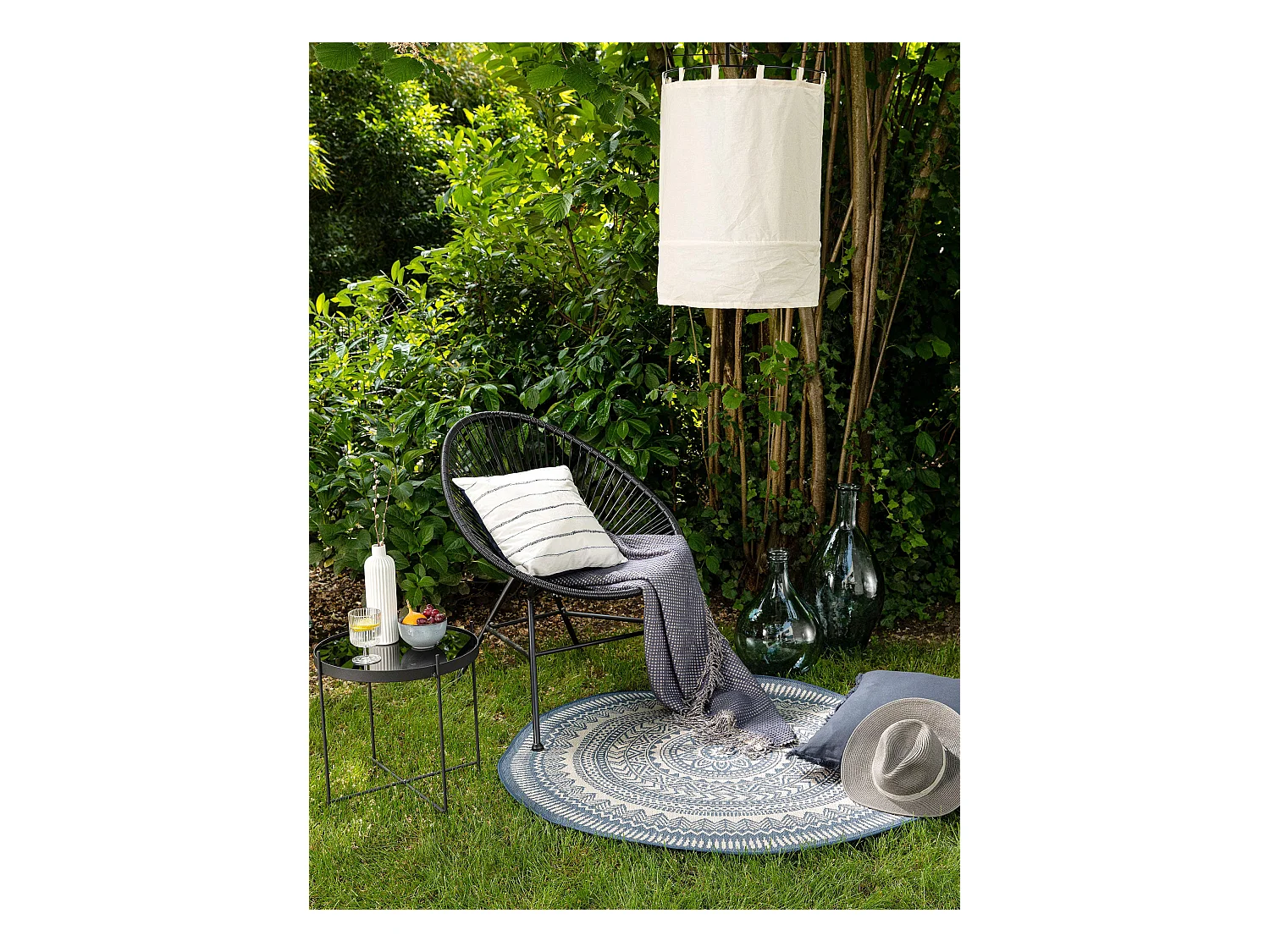 Tapis d'extérieur & intérieur Metro Bleu ø 120 cm rond