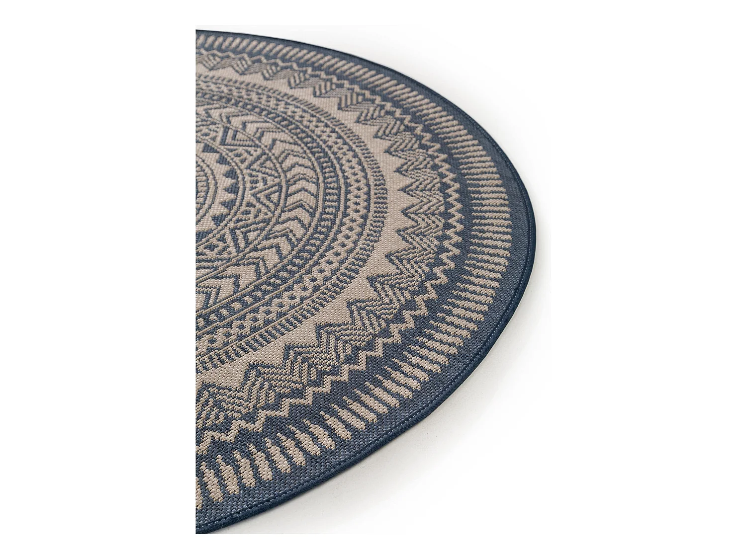 Tapis d'extérieur & intérieur Metro Bleu ø 120 cm rond