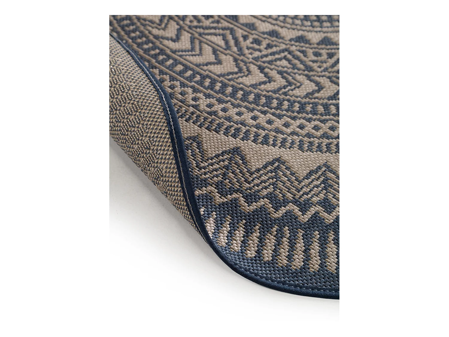 Tapis d'extérieur & intérieur Metro Bleu ø 120 cm rond