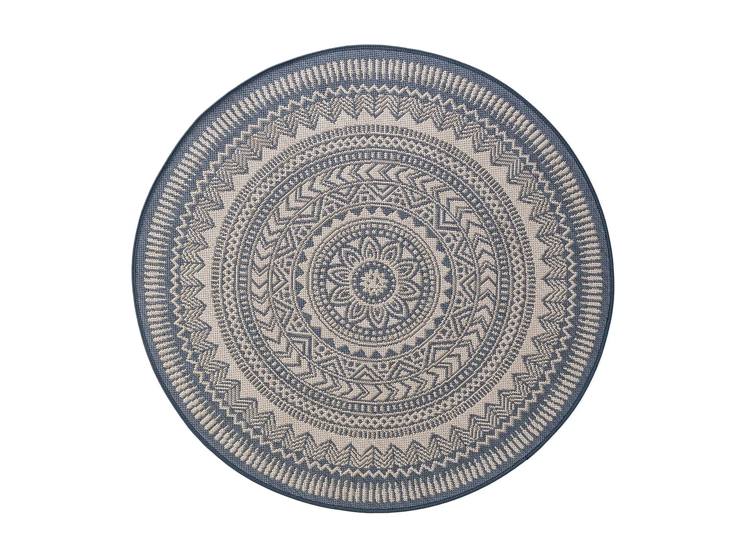 Tapis d'extérieur & intérieur Metro Bleu ø 120 cm rond