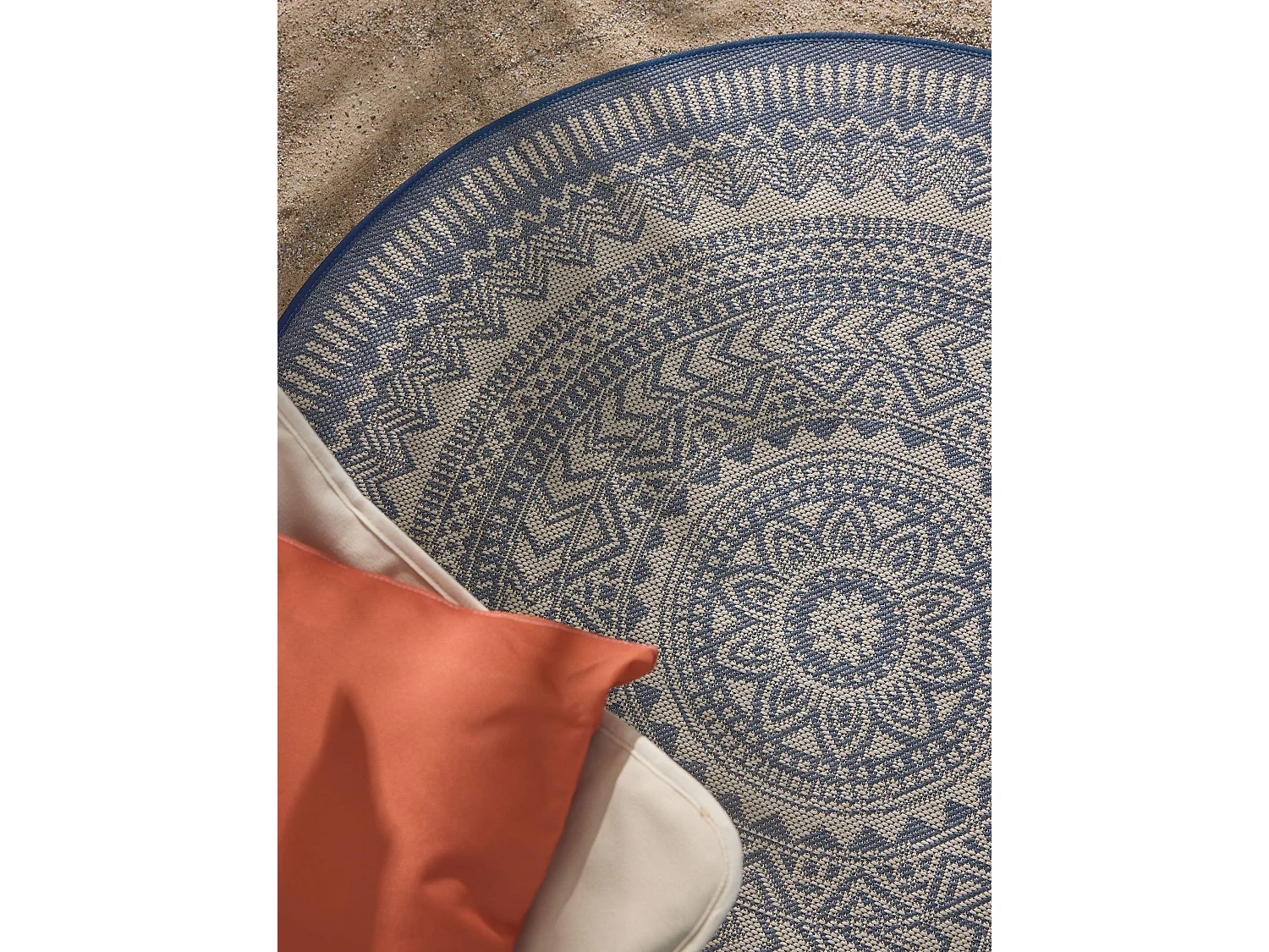 Tapis d'extérieur & intérieur Metro Bleu ø 120 cm rond