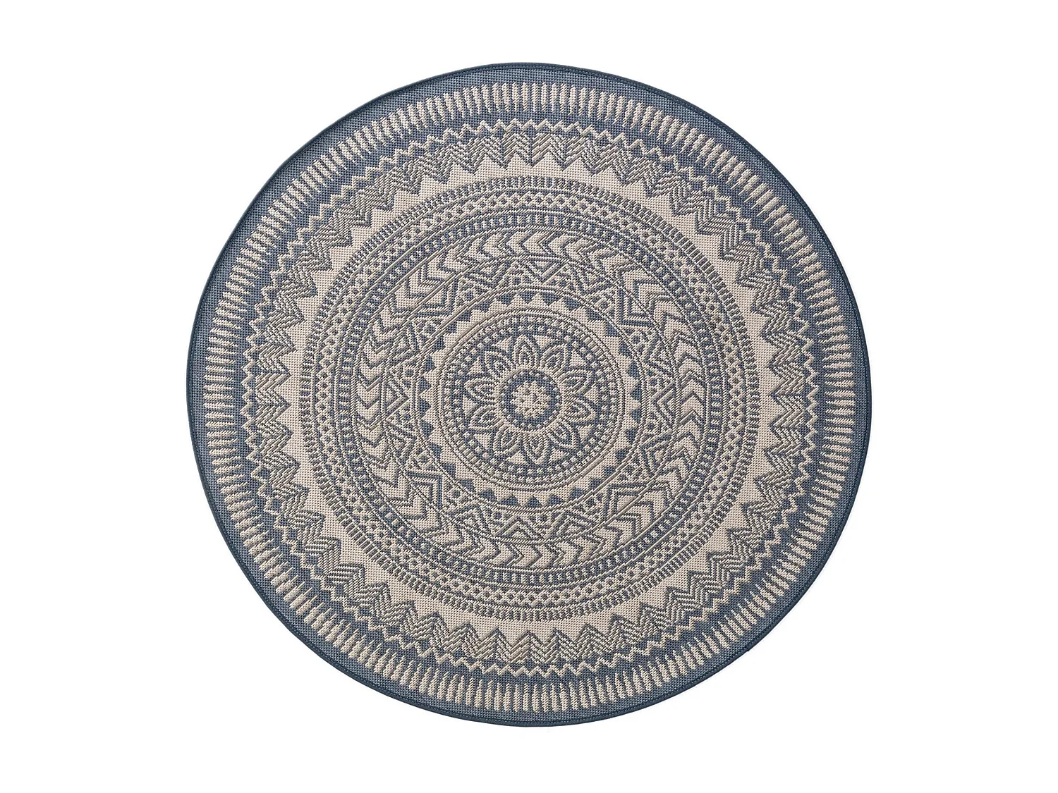 Tapis d'extérieur & intérieur Metro Bleu ø 120 cm rond