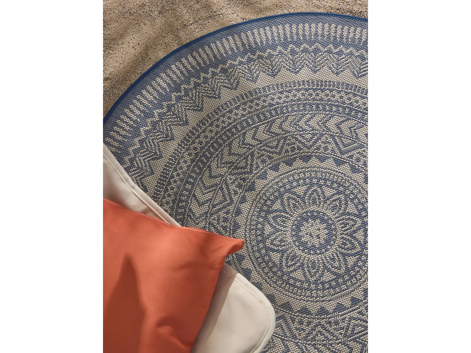 Tapis d'extérieur & intérieur Metro Bleu ø 120 cm rond