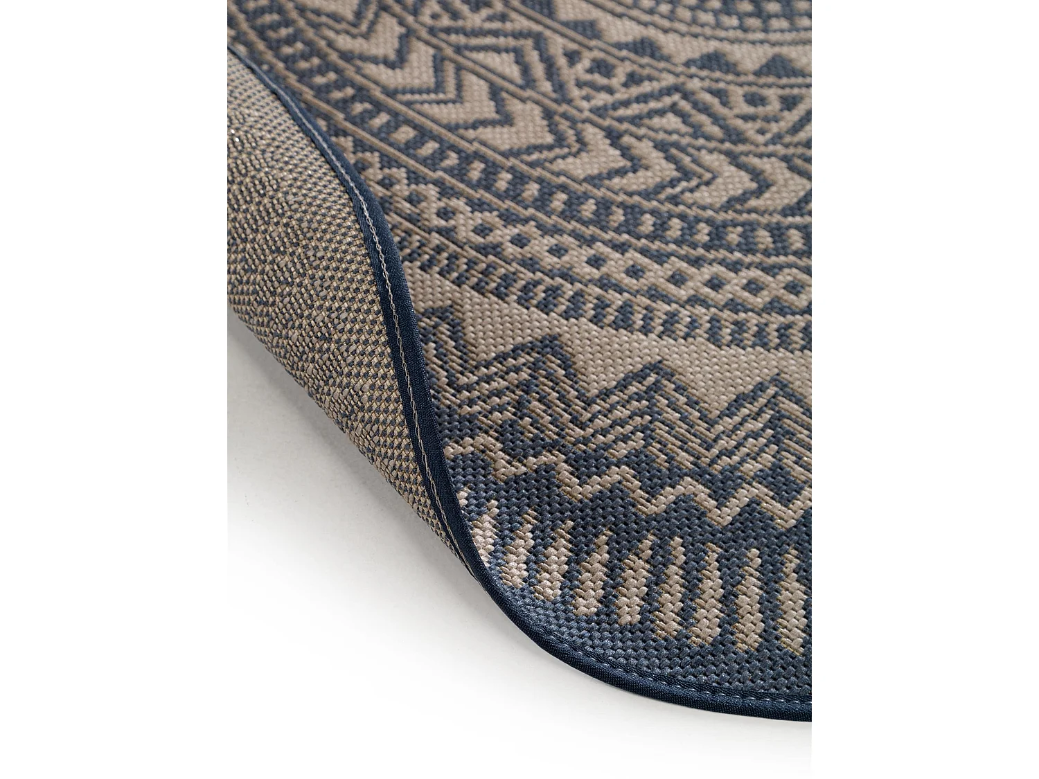 Tapis d'extérieur & intérieur Metro Bleu ø 120 cm rond