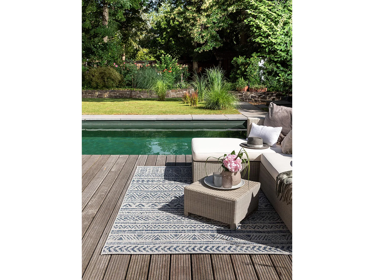 Tapis d'extérieur & intérieur Cleo Bleu 300x400 cm