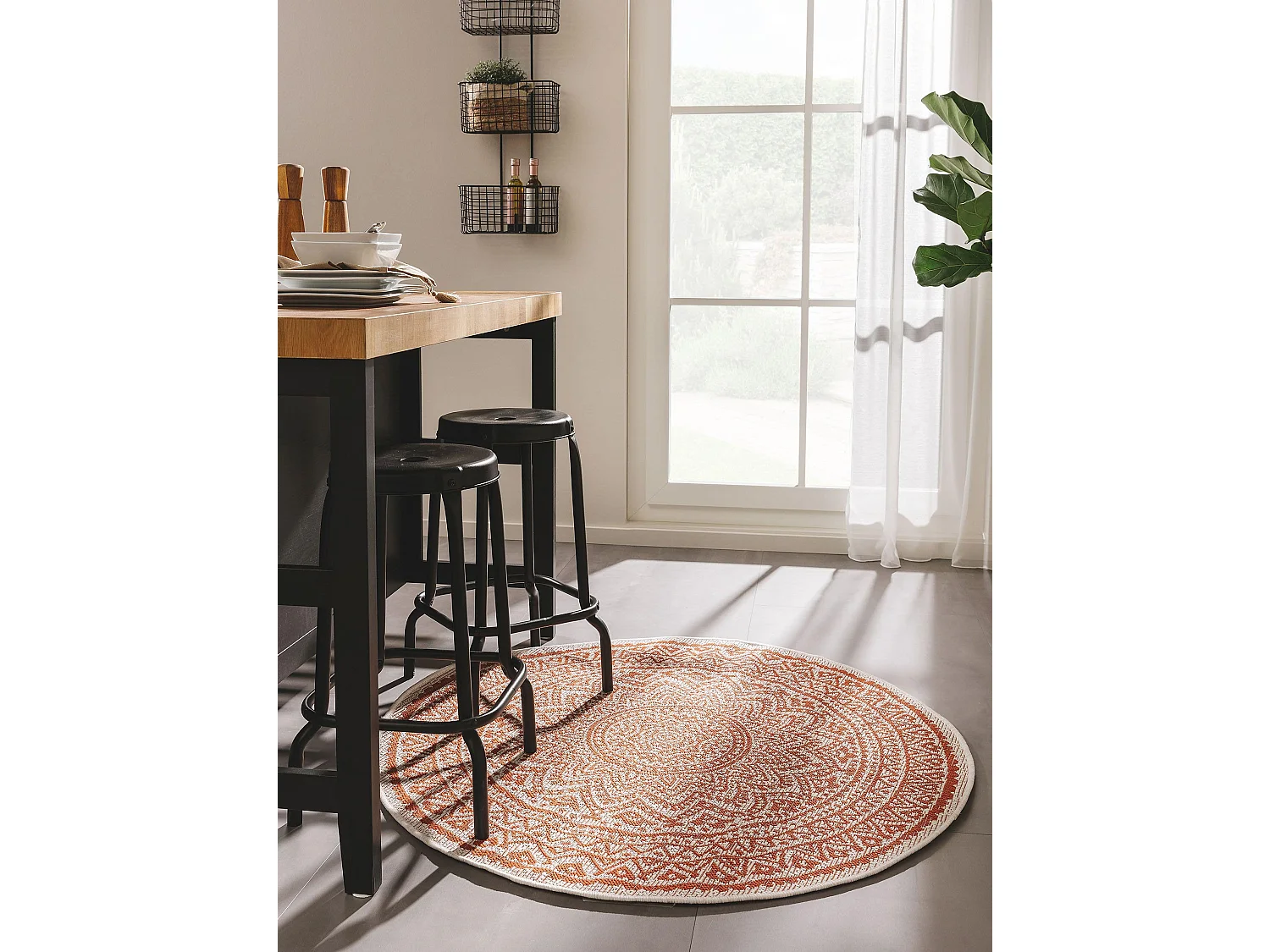 Tapis d'extérieur & intérieur Cleo Orange ø 150 cm rond