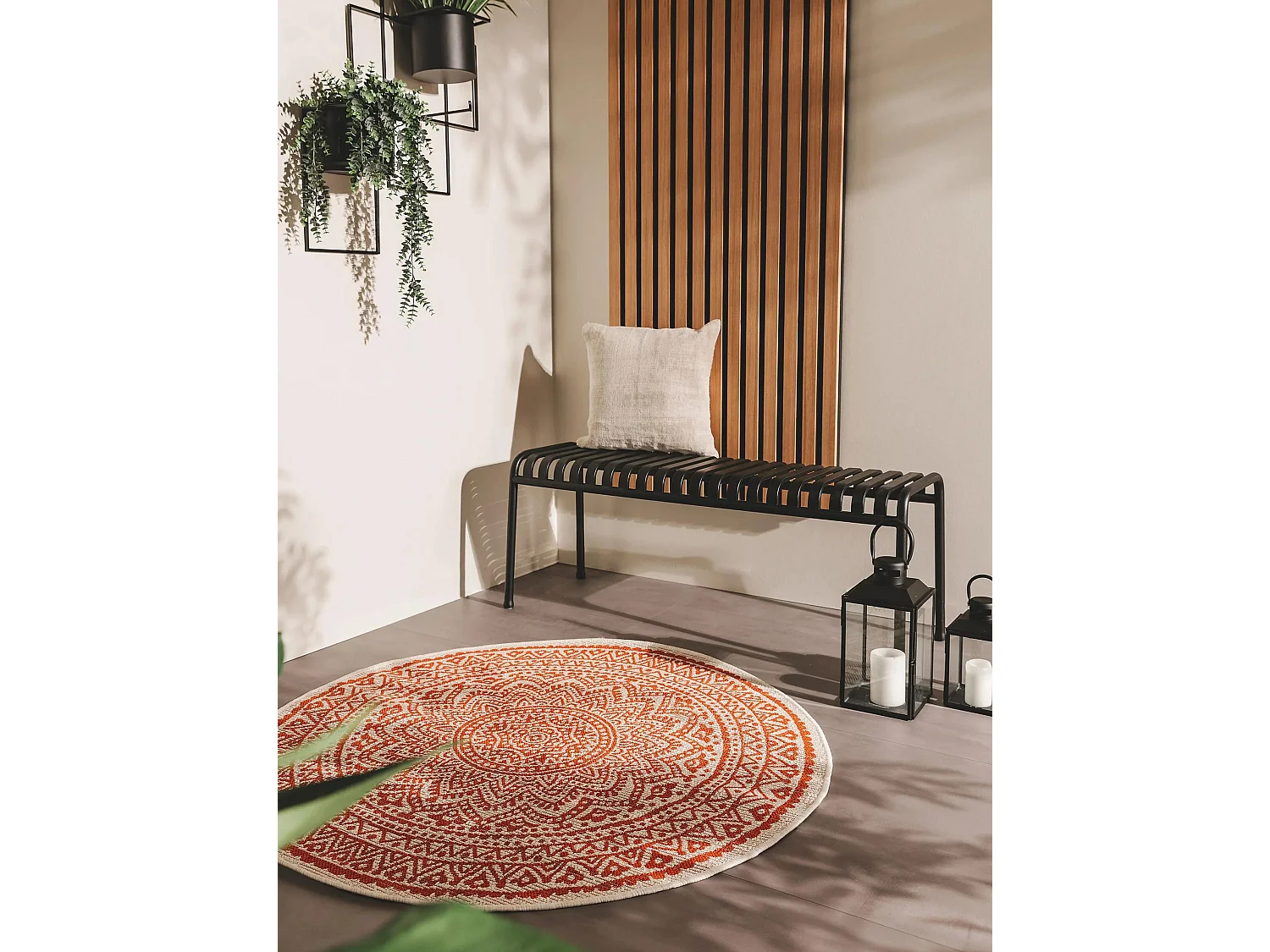Tapis d'extérieur & intérieur Cleo Orange ø 150 cm rond