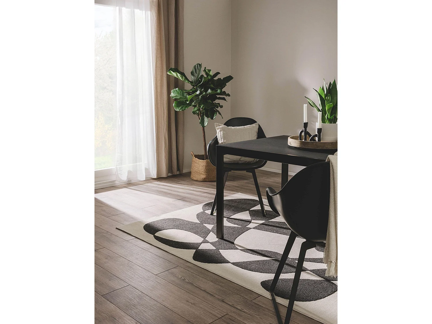 Tapis d'extérieur & intérieur Taro Noir & Blanc 80x150 cm