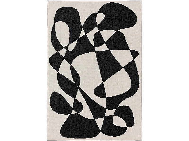 Tapis d'extérieur & intérieur Taro Noir & Blanc 80x150 cm