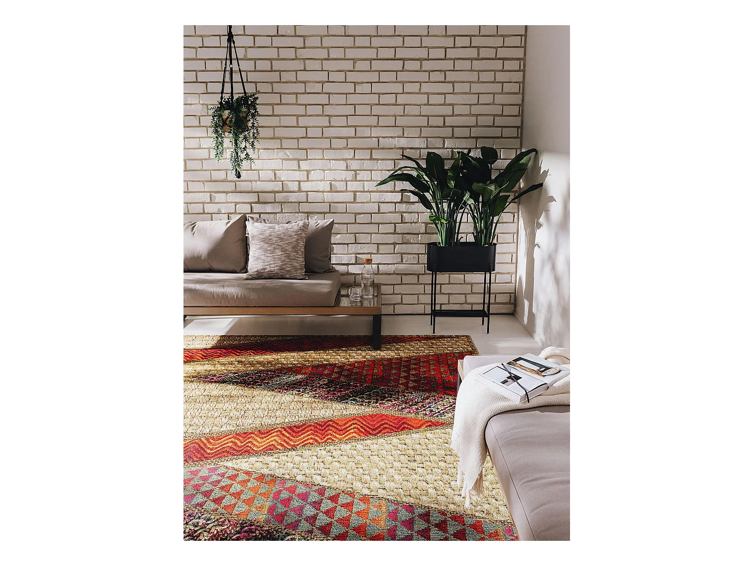 Tapis d'extérieur & intérieur Kenya Beige/Rouge 200x285 cm