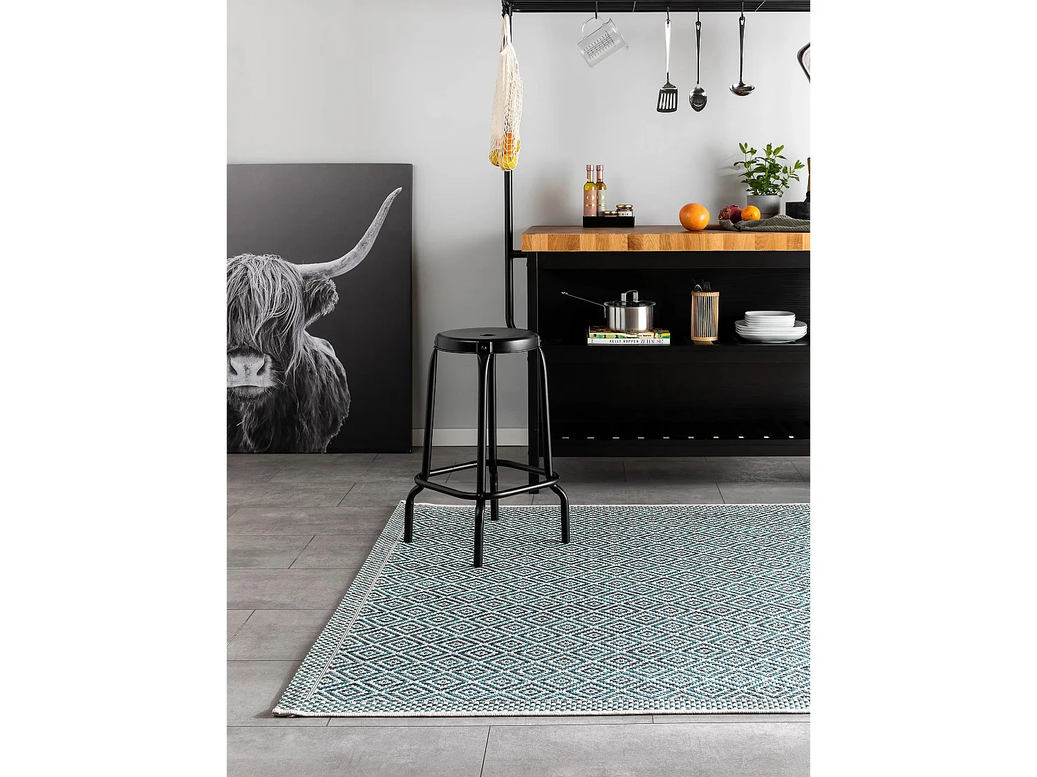 Tapis d'extérieur & intérieur Cleo Bleu 80x150 cm