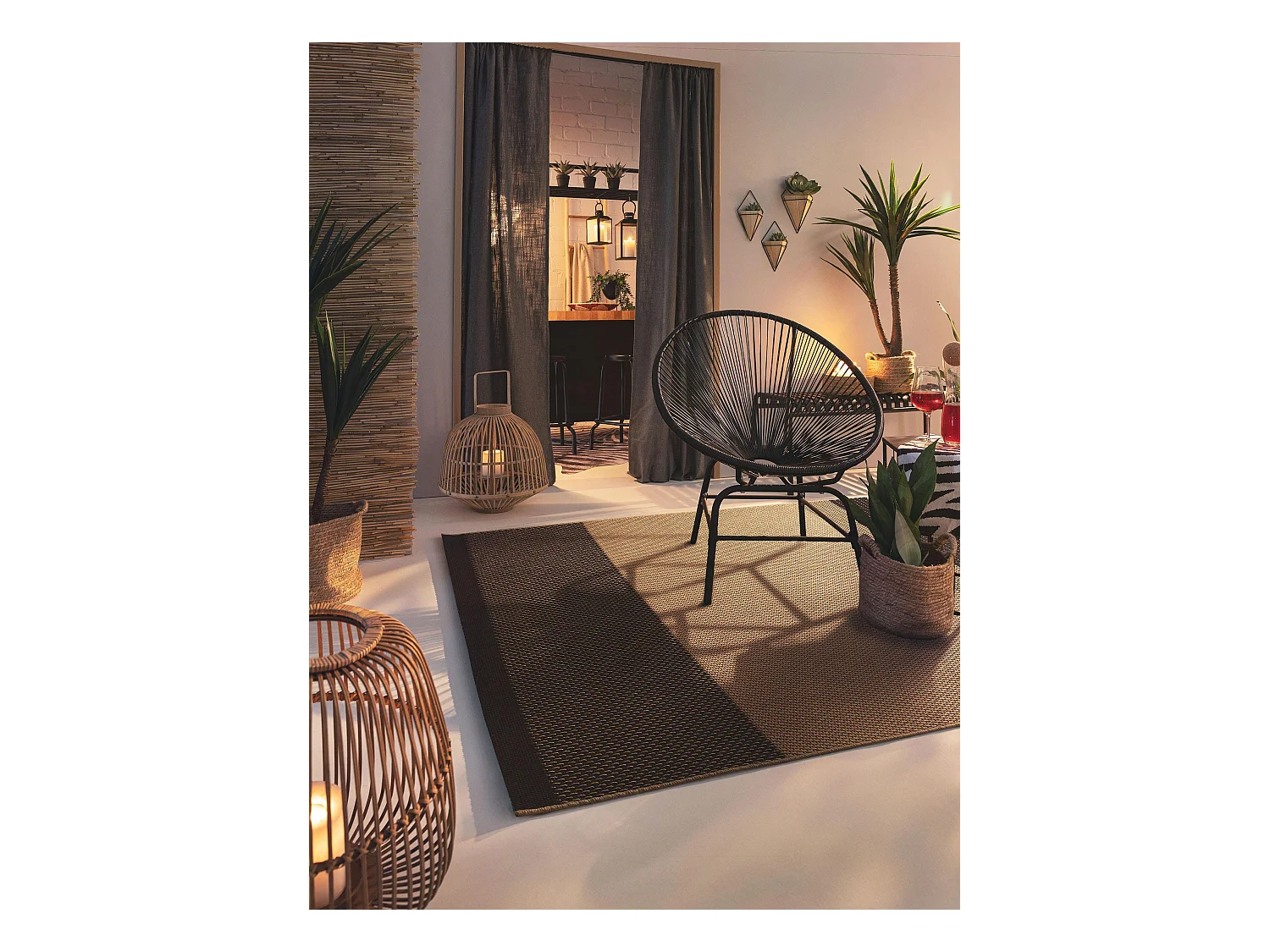 Tapis d'extérieur & intérieur Naoto Beige/Noir 120x170 cm
