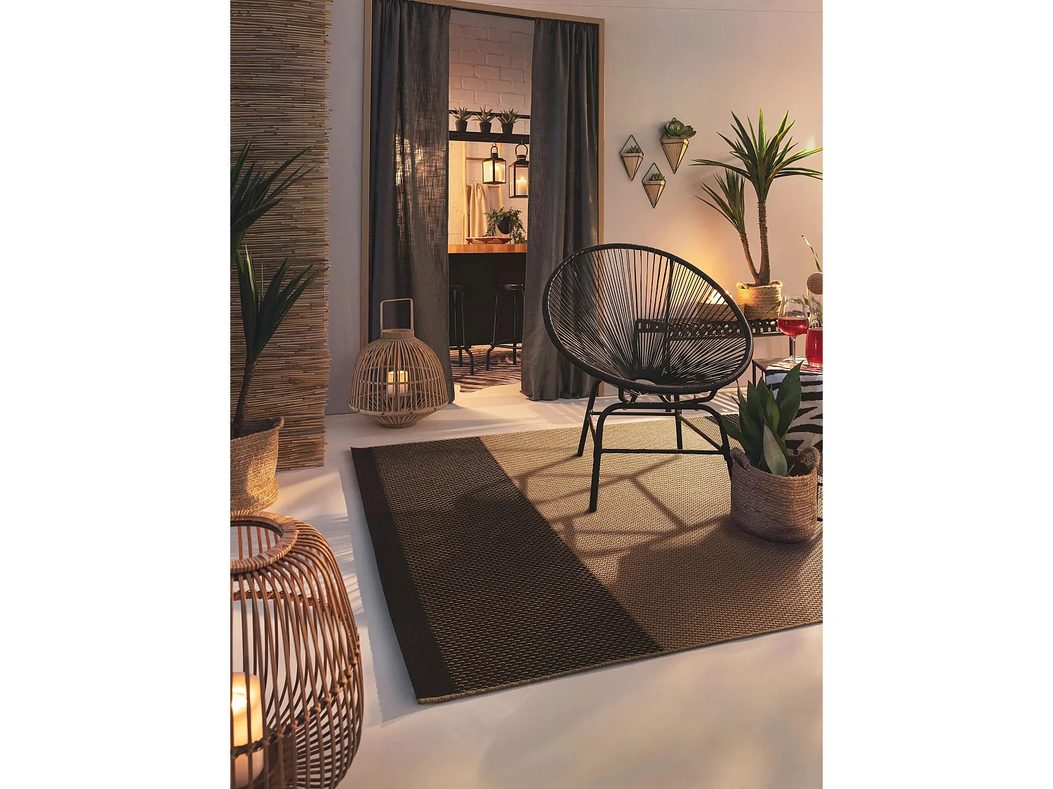 Tapis d'extérieur & intérieur Naoto Beige/Noir 120x170 cm