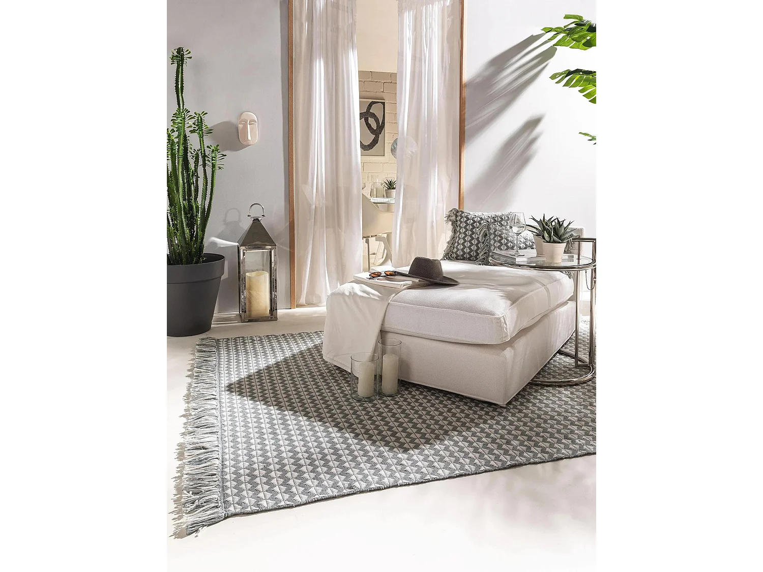Tapis fabriqué à partir de matériaux recyclés Morty Bleu 80x150 cm
