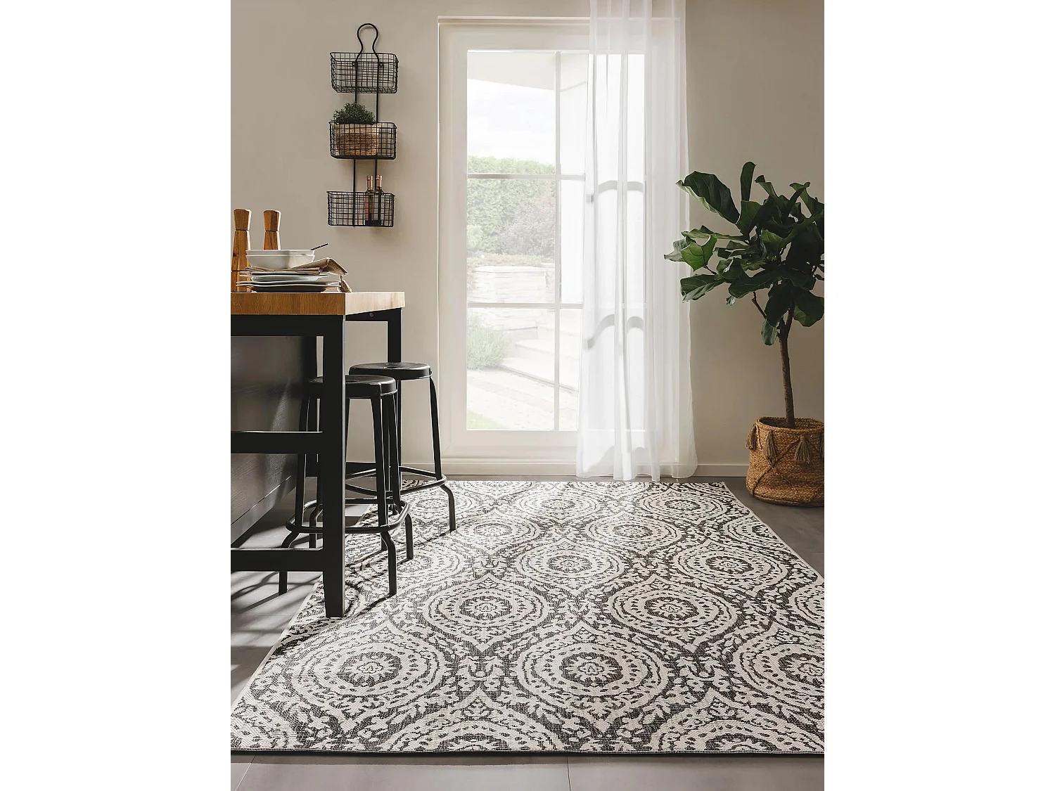 Tapis d'extérieur & intérieur Cleo Blanc & Noir 200x290 cm