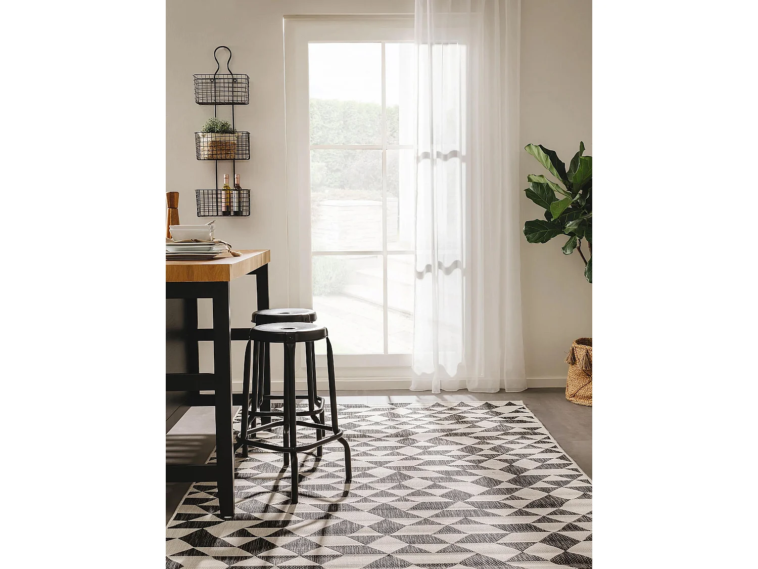 Tapis d'extérieur & intérieur Cleo Noir 120x170 cm