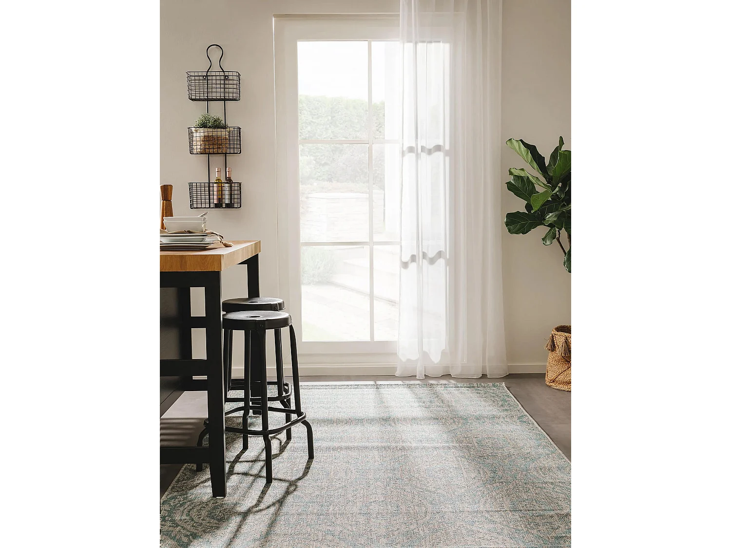 Tapis d'extérieur & intérieur Cleo Beige/Turquoise 140x200 cm