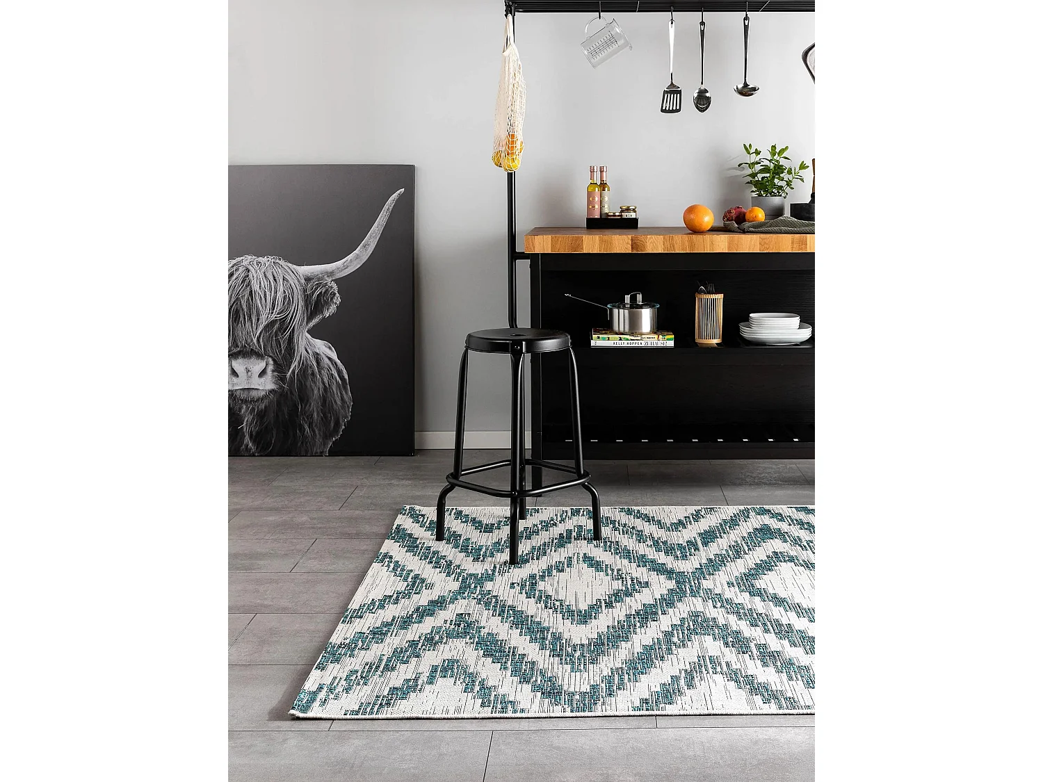 Tapis d'extérieur & intérieur Cleo Bleu 120x170 cm