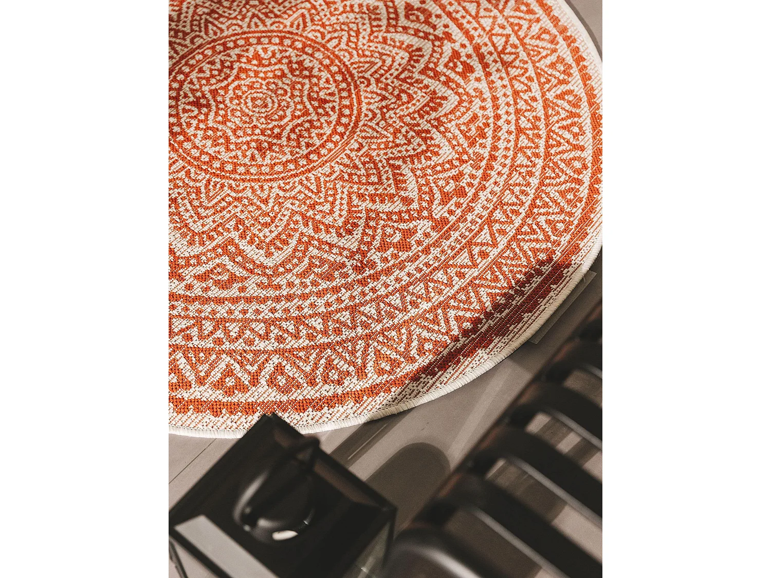 Tapis d'extérieur & intérieur Cleo Orange ø 120 cm rond